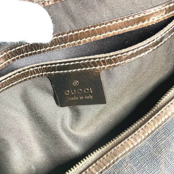 GUCCI GG Plus logo Bag Hand Bag PVC/Leather Brown - Picture 11 of 16